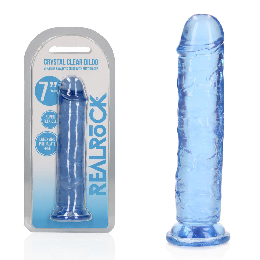 REALROCK 18 cm Straight Dildo - Blue - Blue 18 cm (7&