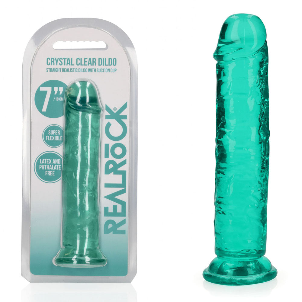 REALROCK 18 cm Straight Dildo - Turquoise - Turquoise 18 cm (7&