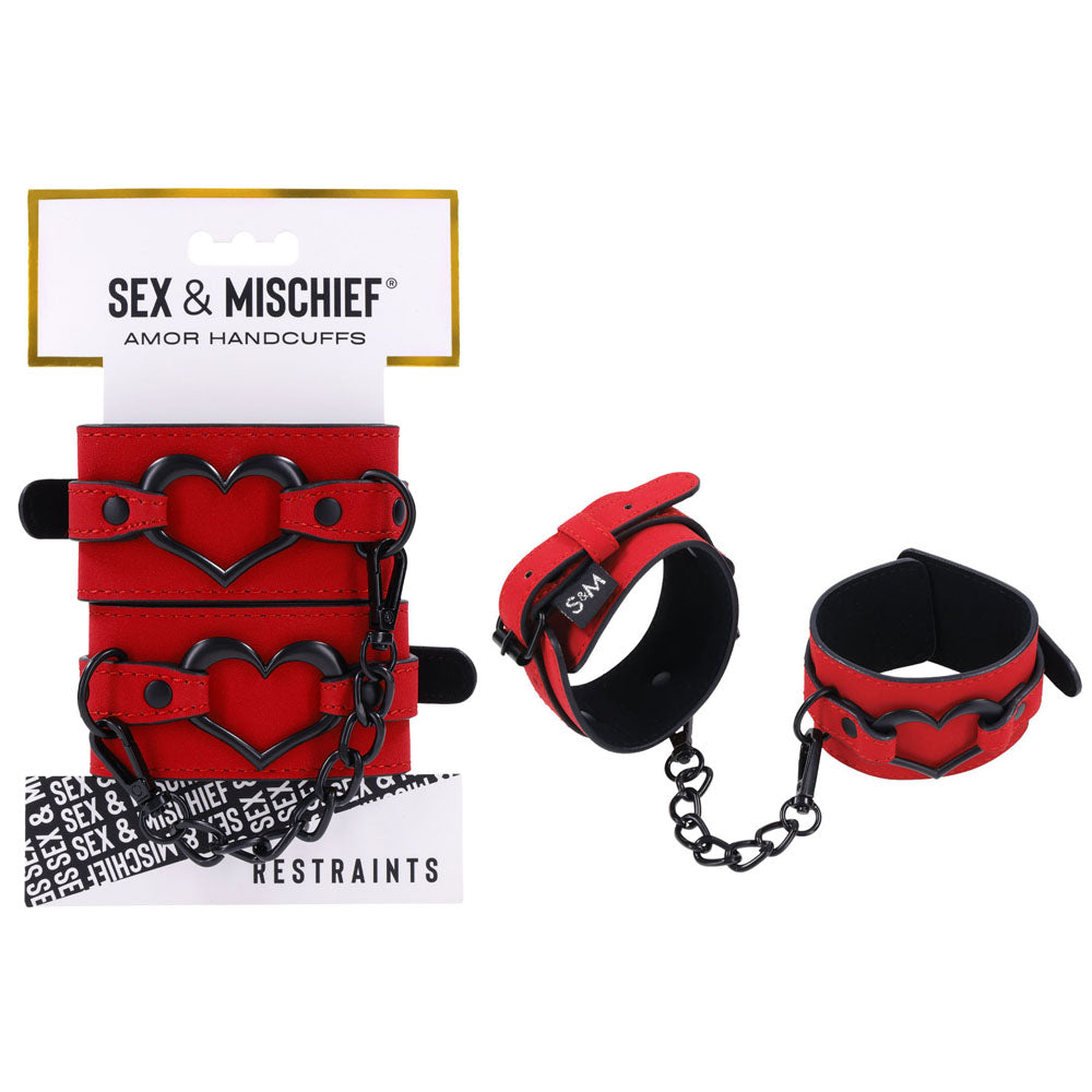 Sex &amp; Mischief Amor Handcuffs - Red Restraints