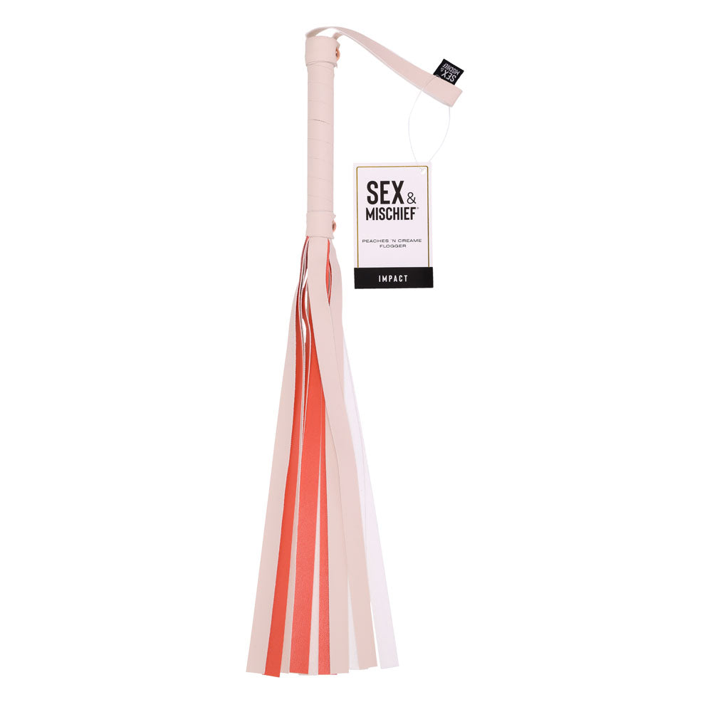 Sex &amp; Mischief Peaches n CreaMe Stripe Flogger - Peach 80 cm Flogger Whip