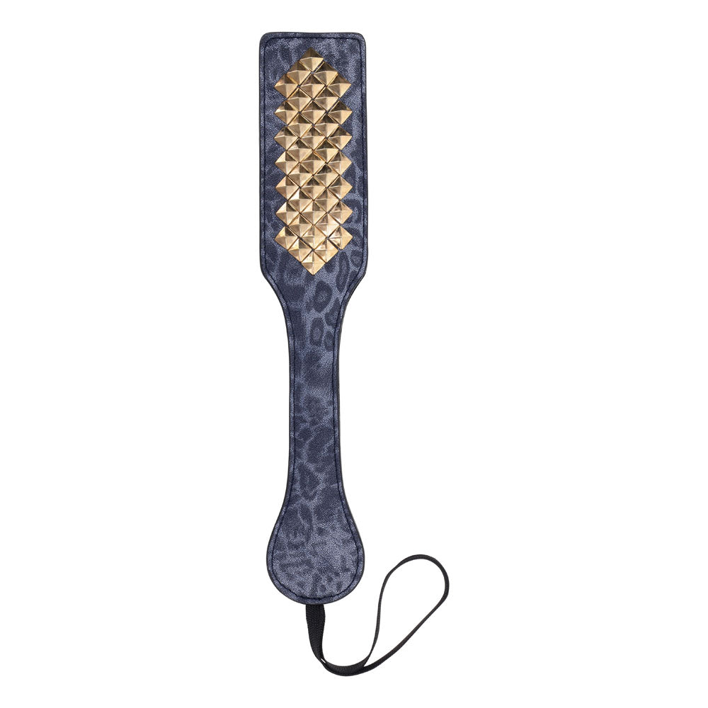 Sex &amp; Mischief Cougar Studded Paddle - Navy Blue Paddle with Gold Studs