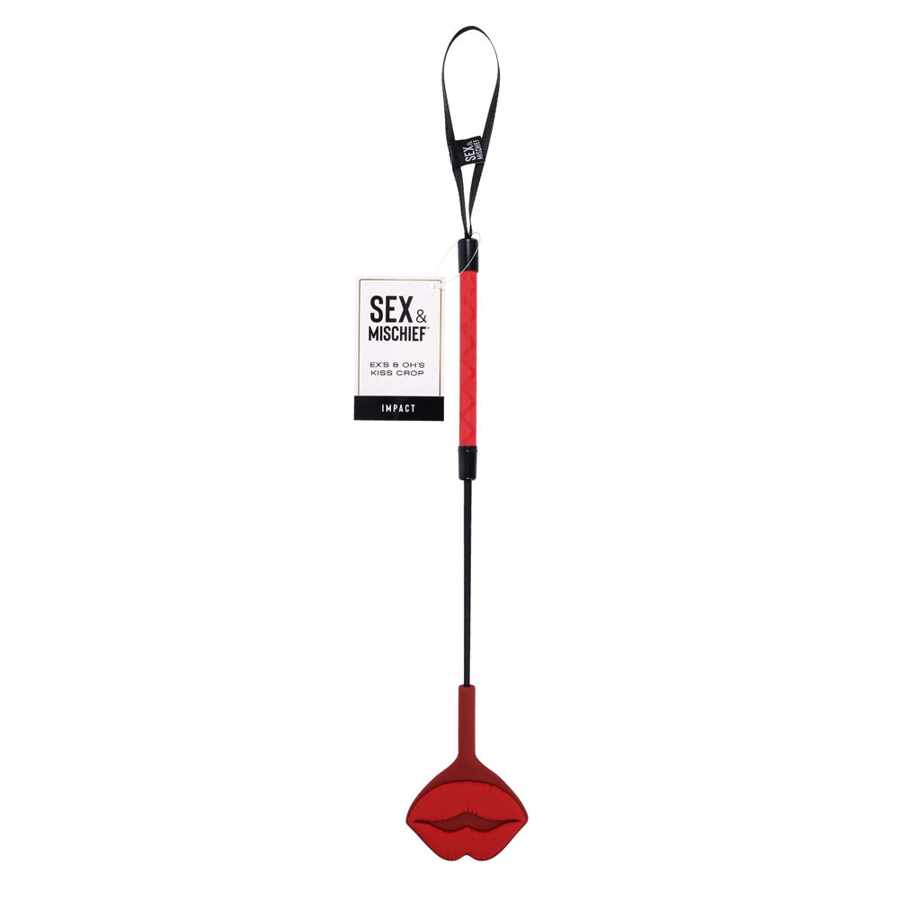 S&amp;M Exs &amp; Ohs Kiss Crop - Red Silicone Tipped Crop Whip