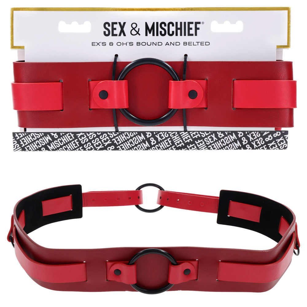 S&amp;M Exs &amp; Ohs Bound and Belted - Red Bondage Belt