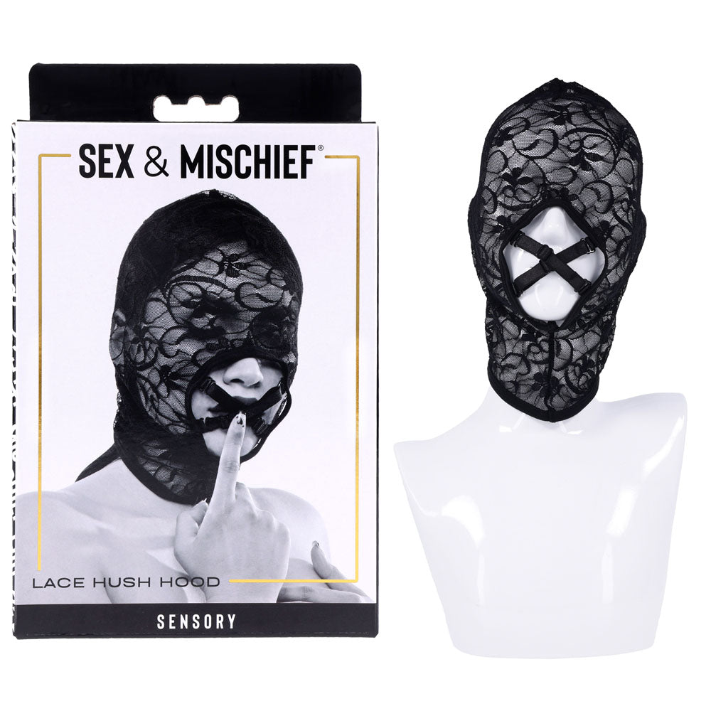 Sex &amp; Mischief Lace Hush Hood - Black Hood