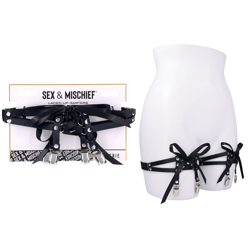 Sex &amp; Mischief Laced Up Garters - Black Garters