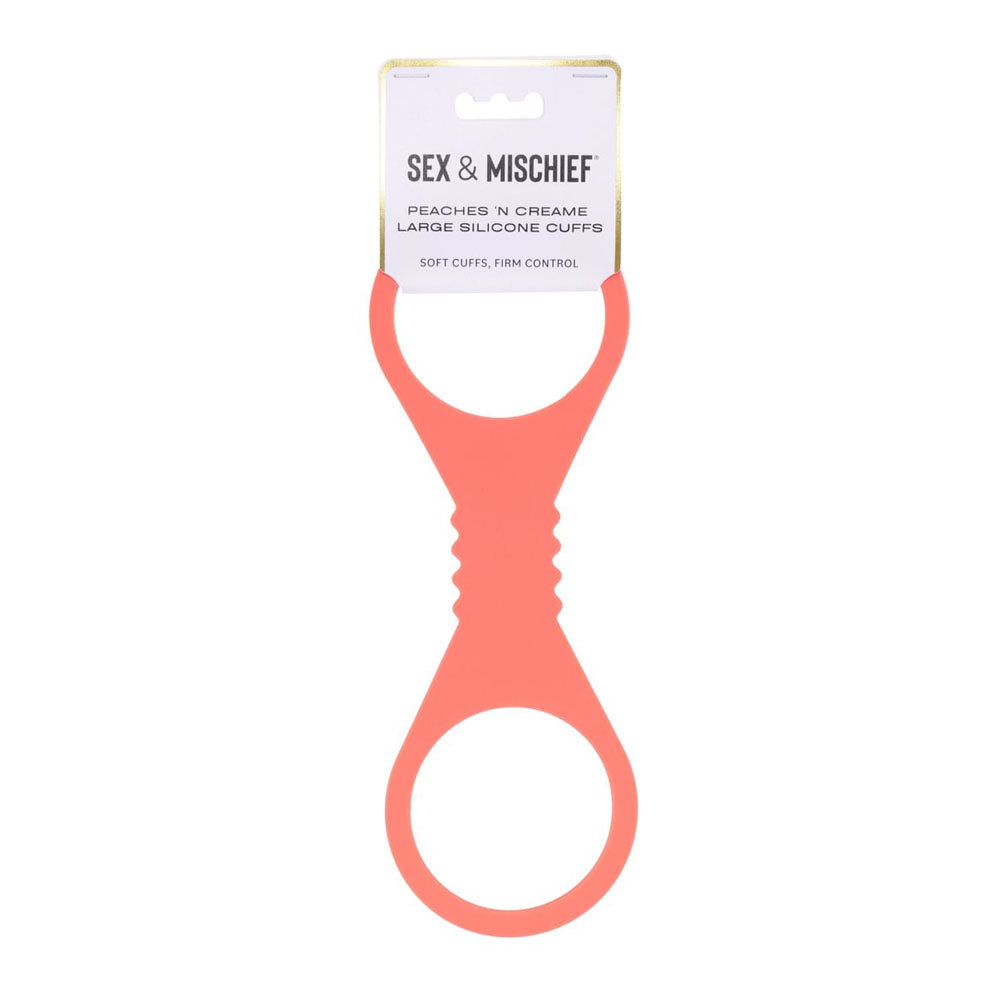 Sex &amp; Mischief Peaches n CreaMe Large Silicone Cuffs - Peach Large Silicone Restraints