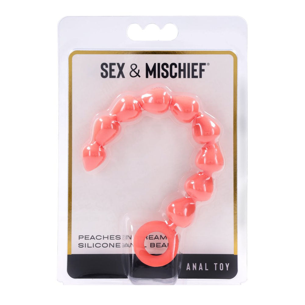 Sex &amp; Mischief Peaches n CreaMe Silicone Anal Beads - Peach 23 cm Silicone Anal Beads