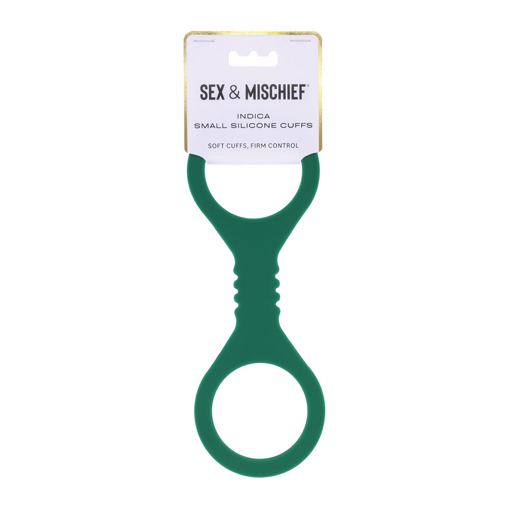 Sex &amp; Mischief Indica Small Silicone Cuffs - Green Small Restraints