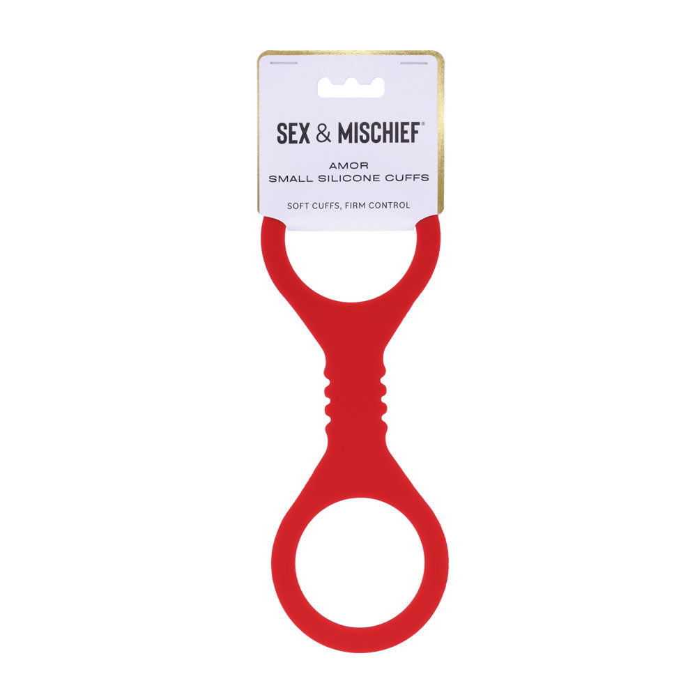 Sex &amp; Mischief Amor Small Silicone Cuffs - Red Small Restraints