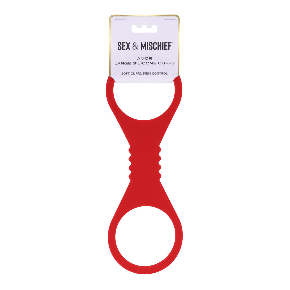 Sex &amp; Mischief Amor Large Silicone Cuffs - Red Large Restraints