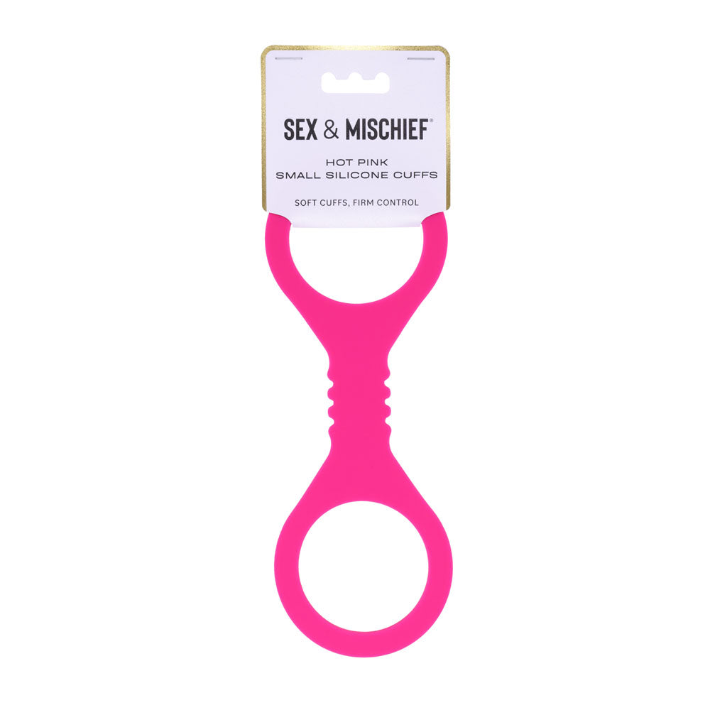 Sex &amp; Mischief Small Hot Pink Silicone Cuffs - Hot Pink Small Restraints
