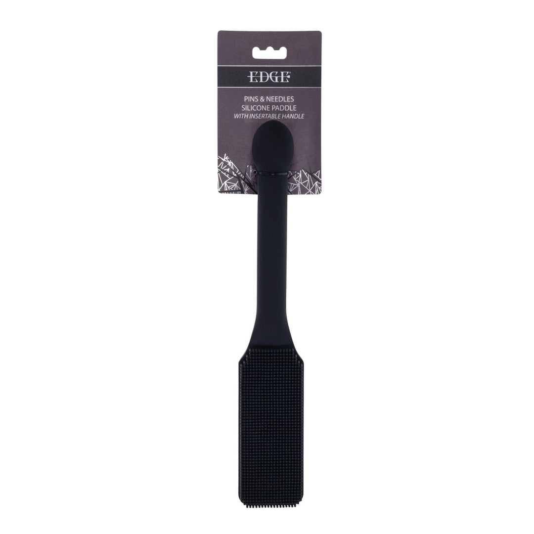 EDGE Pins &amp; Needles Silicone Paddle - Black Spanking Paddle with Insertable Handle