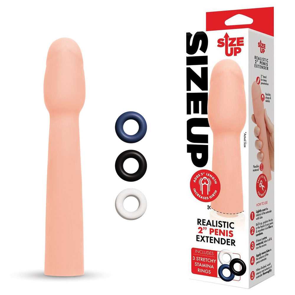 Size Up Realistic 2 Inch Penis Extender - Flesh 5 cm (2&