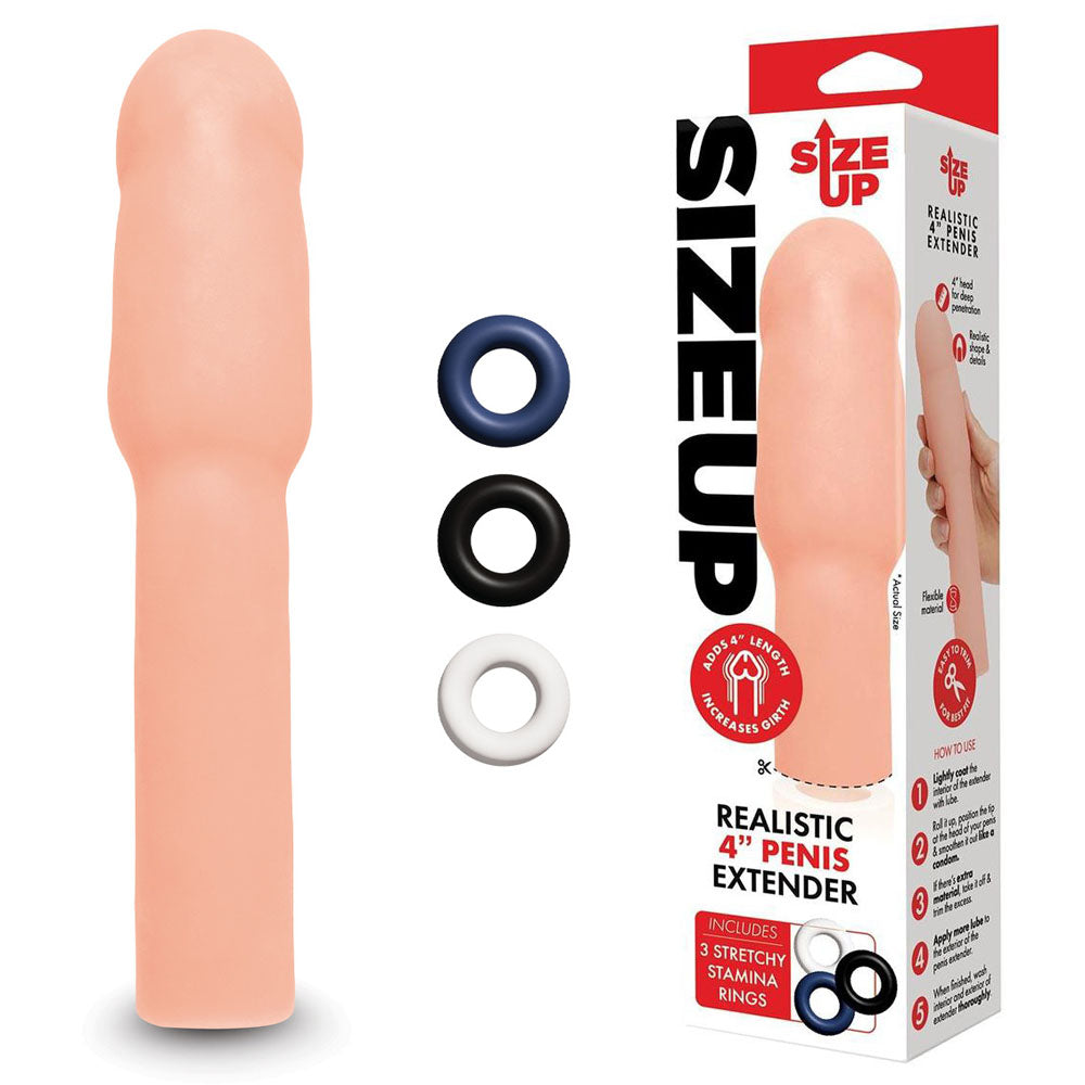 Size Up Realistic 4 Inch Penis Extender - Flesh 10.1 cm (4&