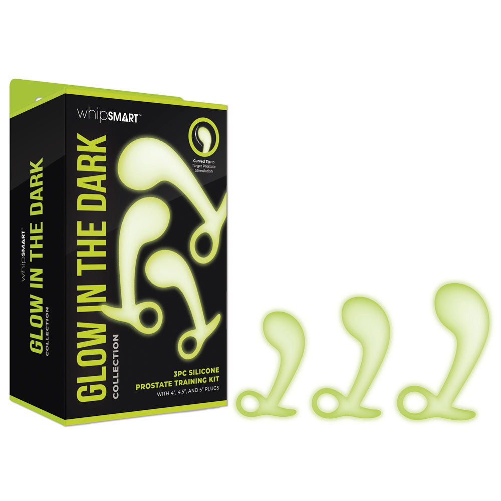 WhipSmart Glow In The Dark 3pc Prostate Training Kit - Prostate Massagers - Set of 3 Sizes