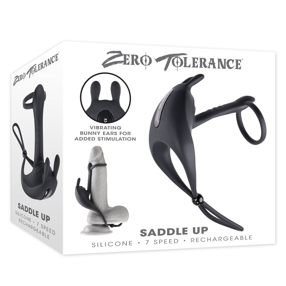 Zero Tolerance SADDLE UP - Black USB Rechargeable Vibrating Cock &amp; Ball Rings