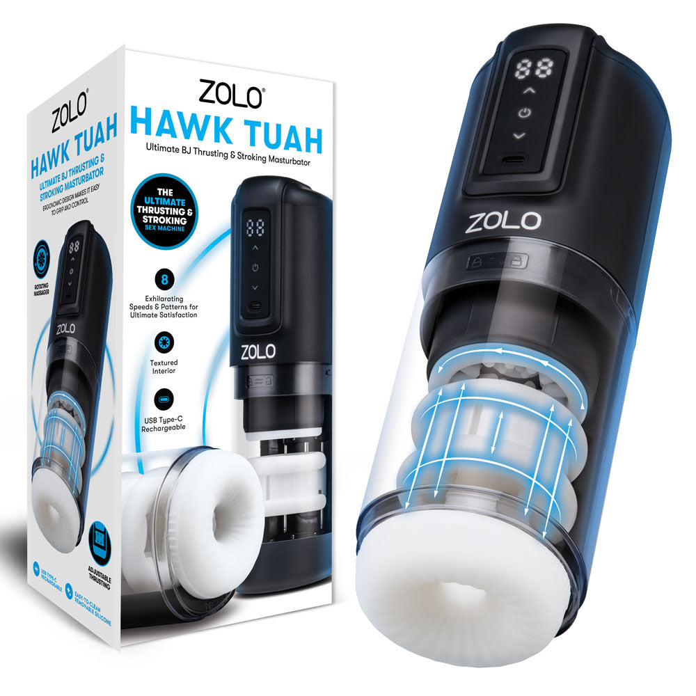 Zolo HAWK TUAH Ultimate BJ Stroker - USB Rechargeable Thrusting &amp; Rotating Auto Stroker