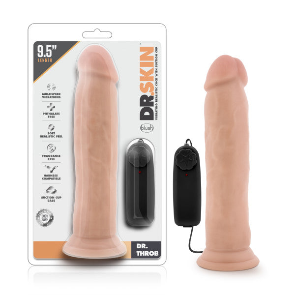Dr. Skin – Dr. Throb 9.5" Vibrating Suction Cup Dildo