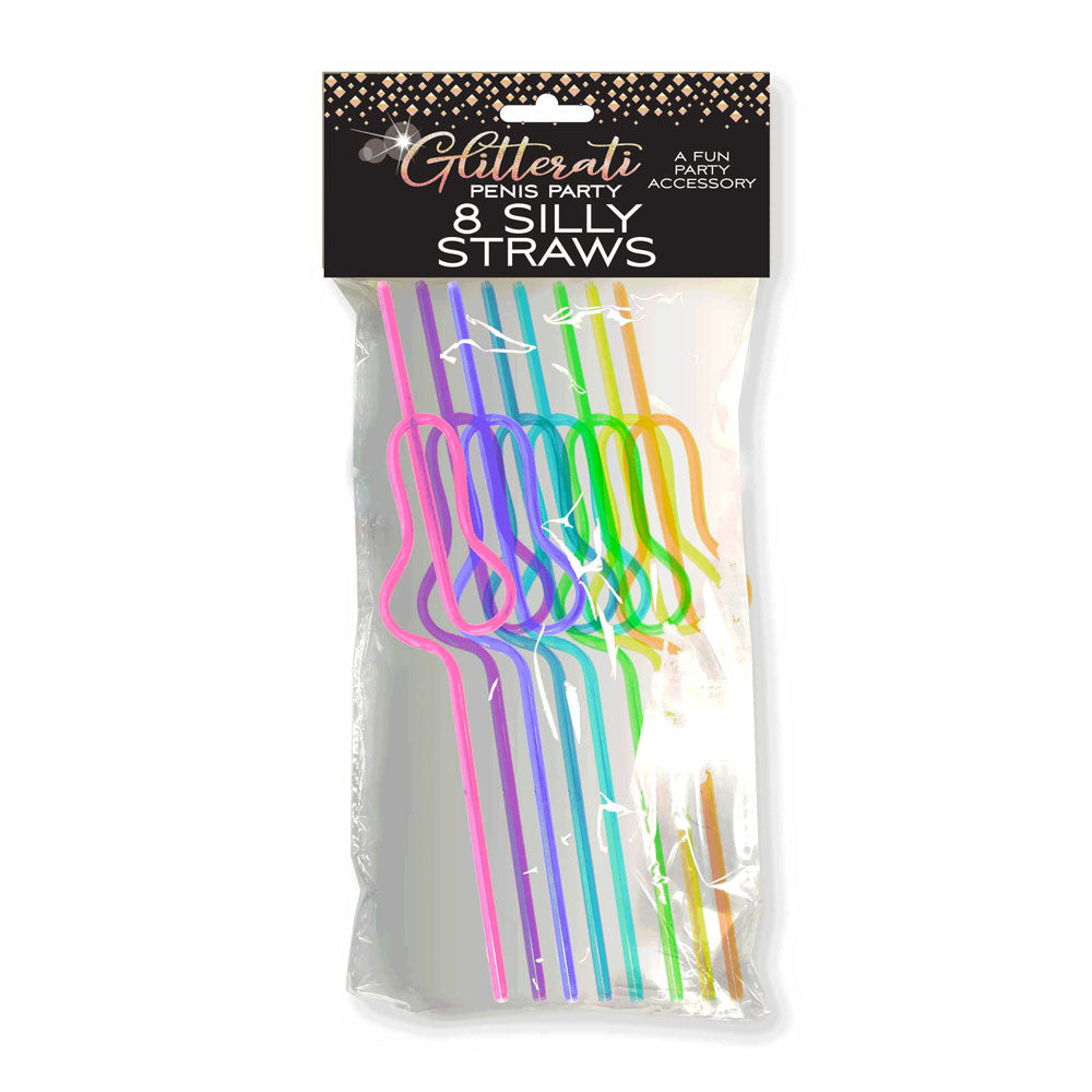 8 Pack of Penis silly straws, Multiple colours