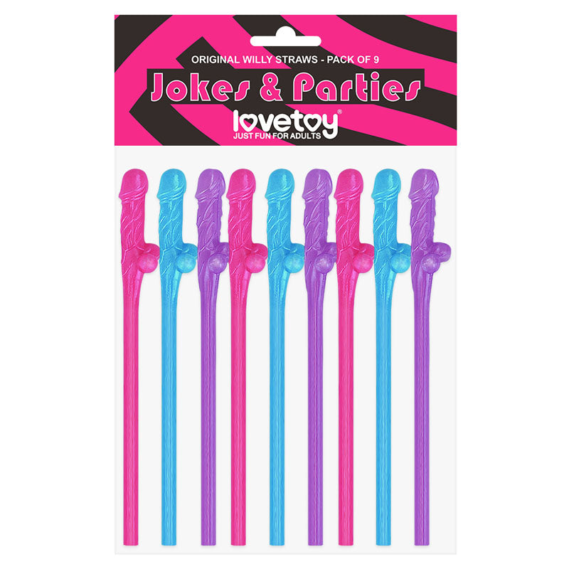 Jokes &amp; Parties Original Willy Straws - Coloured Dicky Straws - Set of 9