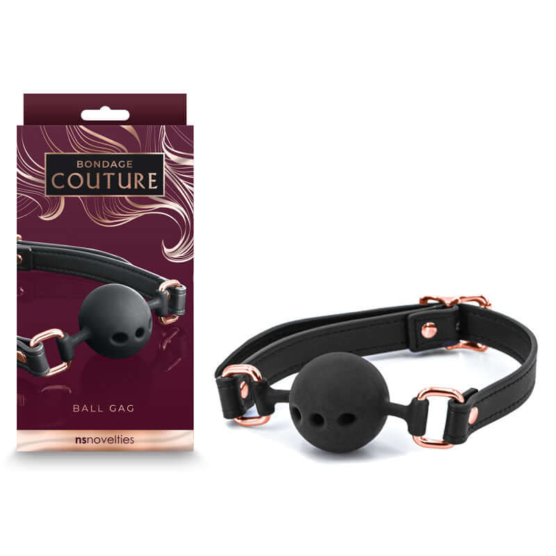 Bondage Couture Ball Gag - Black - Black Mouth Restraint
