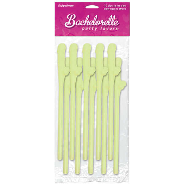  Bachelorette Party Favors - Dicky Sipping Straws - Glow in the Dark Straws - Set of 10