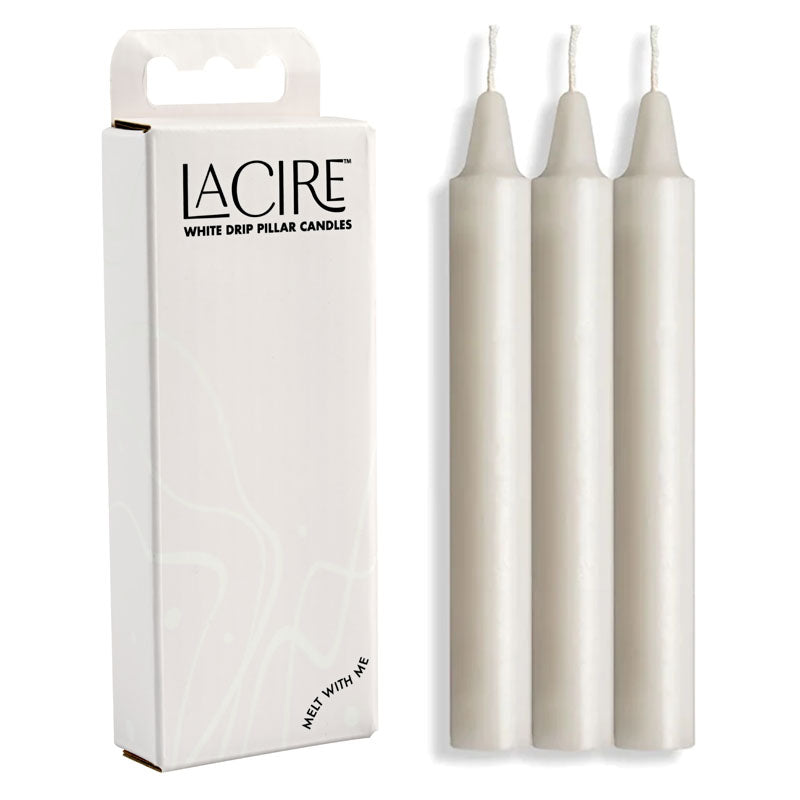 Lacire White Drip Pillar Candles